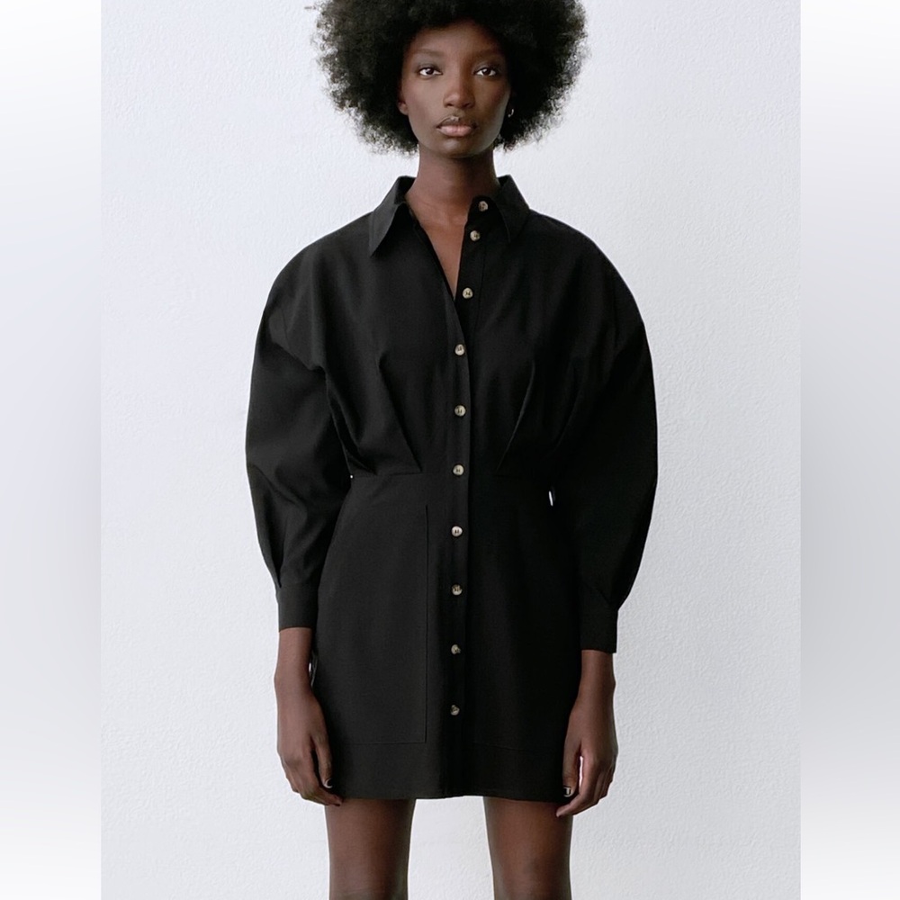 Zara Black Shirt Mini Dress Medium